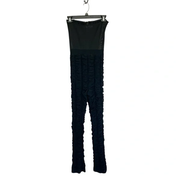 I.AM.GIA Ophelia black strapless mesh ruched jumpsuit club party festival medium